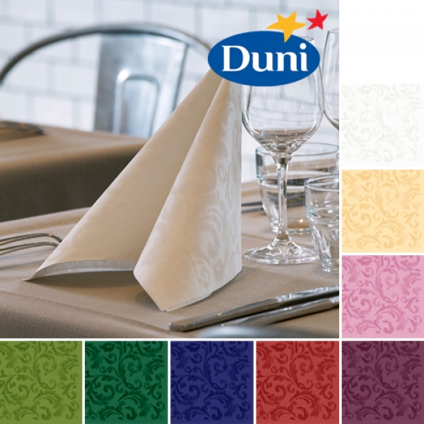 Duni Dunilin Servietten Saphira 40 x 40 in 7 Farben - stilvolle, einfarbige Servietten mit wunderschönen Ornamenten Ton in Ton. Sehr elegant und festlich.