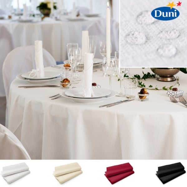 15 Duni Evolin wasserabweisende Tischdecken in 4 Farben, rund, 180 cm - fällt wie Stoff, besitzt eine elegante Struktur und wirkt zugleich wasserabweisend.