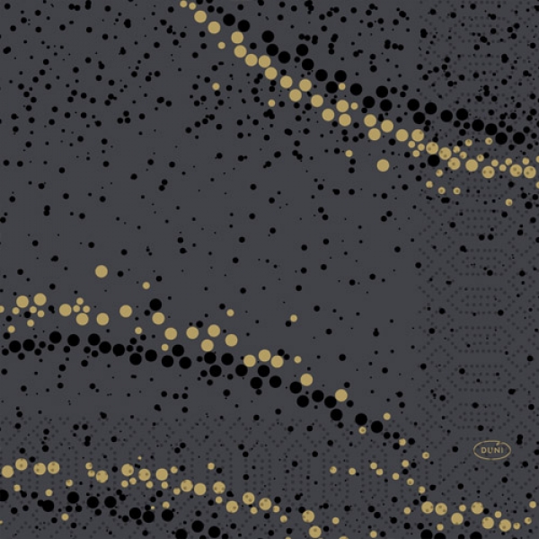 Duni Zelltuch Servietten Golden Stardust Black, 33 x 33 cm.