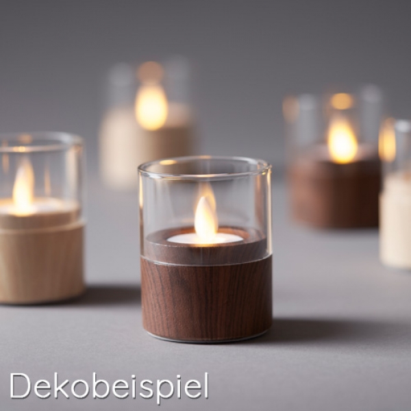 Dekobeispiel - Duni LED Kerzenhalter Neat, Dark Wood, 70 mm