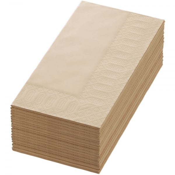 Duni Zelltuch Servietten in Natural Brown, 2-lagig, ⅛ Buchfalz, 40 cm.