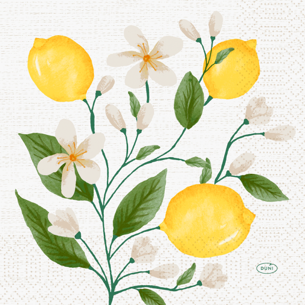 Duni Zelltuch Servietten Lemon Fiesta, 33 x 33 cm.