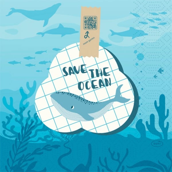 Duni Zelltuch Servietten Save The Ocean, 33 x 33 cm.