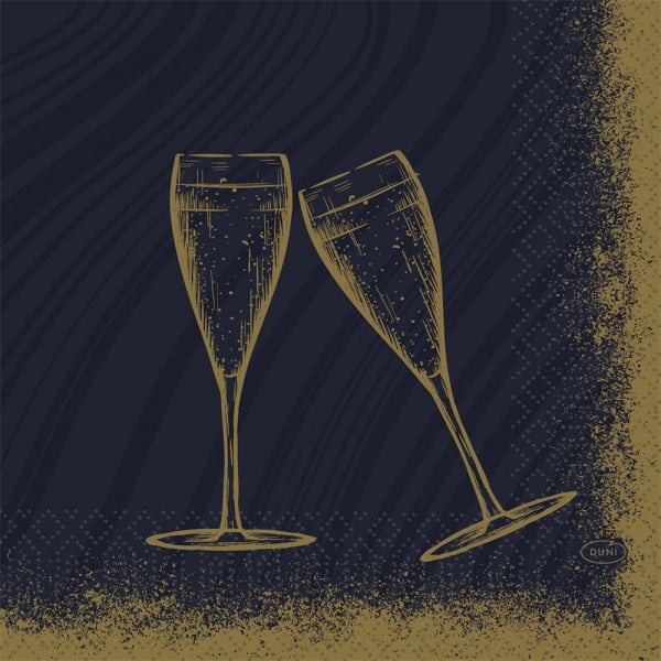 Duni Zelltuch Servietten Sparkly Cheers Black, 33 x 33 cm.