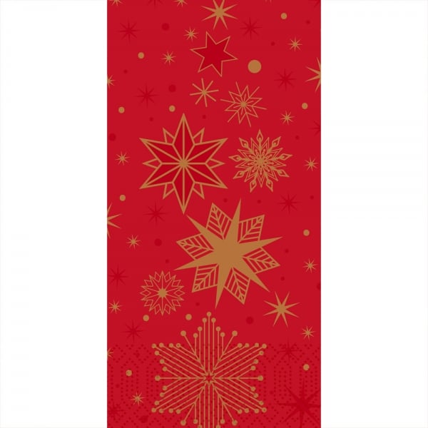 Duni Zelltuch Servietten Stargazing Red, 3-lagig, ⅛ Kopffalz, 40 cm.