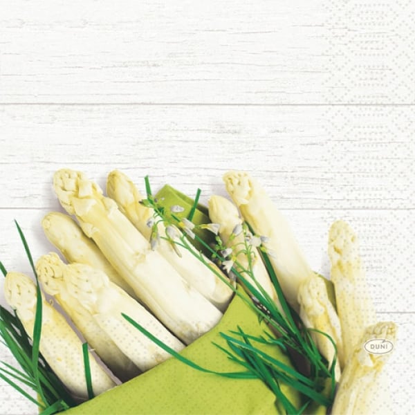 Duni Zelltuch Servietten White Asparagus, 33 x 33 cm.