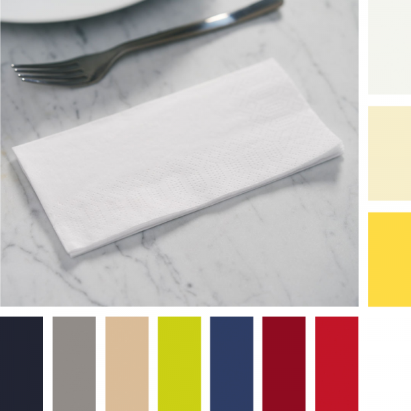 Duni Zelltuch Servietten in 10 Farben, 2-lagig, ⅛ Buchfalz, 33 cm.