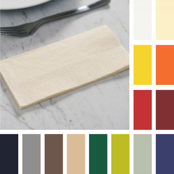 250er Pack Duni Zelltuch Servietten, 3-lagig, einachtel Falz, 40 x 40 cm in 14 Farben.