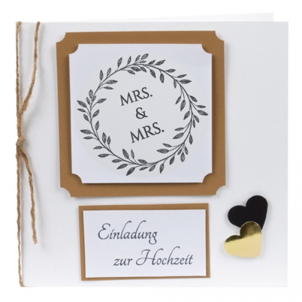 Einladungskarte Hochzeit, Doppelherzen -MRS. & MRS.-