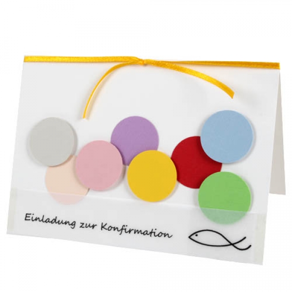 Einladungskarte Konfirmation, Bunte Punkte.