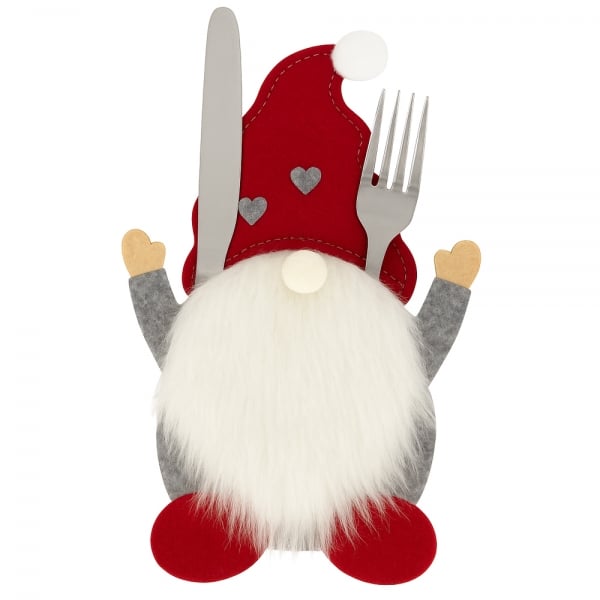 Filz Bestecktasche Weihnachten, Wichtel mit Herzen, 24 cm.