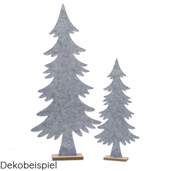 Deko Filz Tannenbäume auf Sockel, in Grau meliert.
