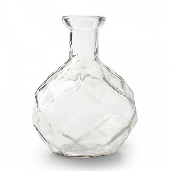 Glas Kugel Flaschen Vase Raute, klar, 15 cm.
