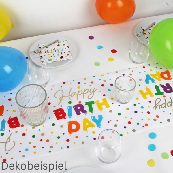 Dekobeispiel mit dem Tischdeko Paket Bunte Party.
