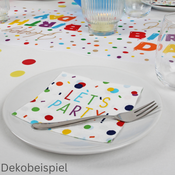 Dekobeispiel mit dem Tischdeko Paket Bunte Party.
