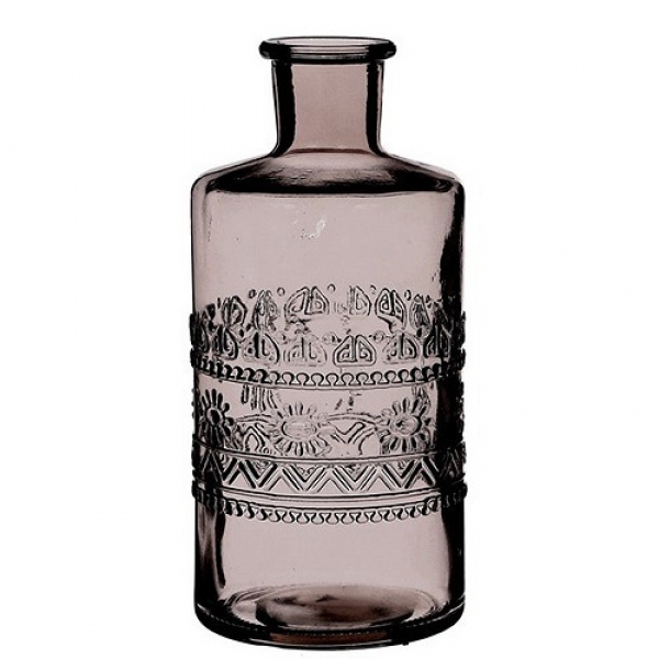 Glas Flaschen Vase in Anthrazit, 15 cm, Muster 3.