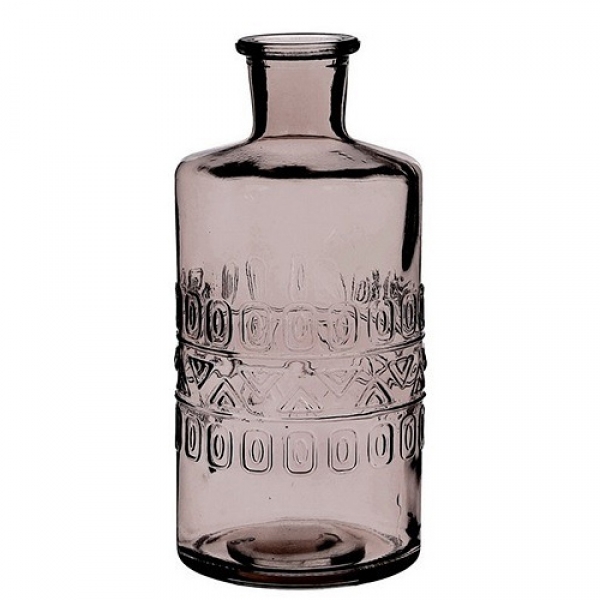 Glas Flaschen Vase in Anthrazit, 15 cm, Muster 2.