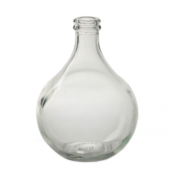 Glas Flaschen Väschen, bauchig, glatt, klar, 15 cm.
