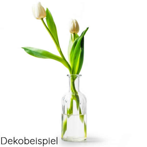 Dekobeispiel Glas Flaschen Vase Vintage mit Rillen, klar, 19 cm.