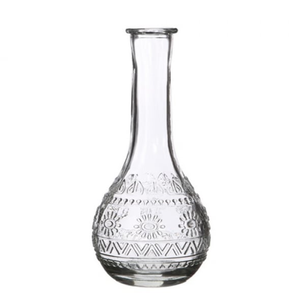 Glas Flaschen Vase, Vintage, klar, 17 cm, Muster 1.