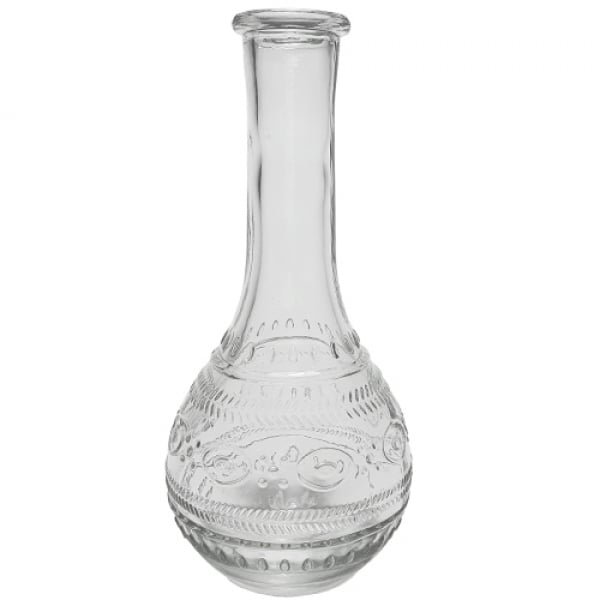 Glas Flaschen Vase, Vintage, klar, 17 cm, Muster 3.