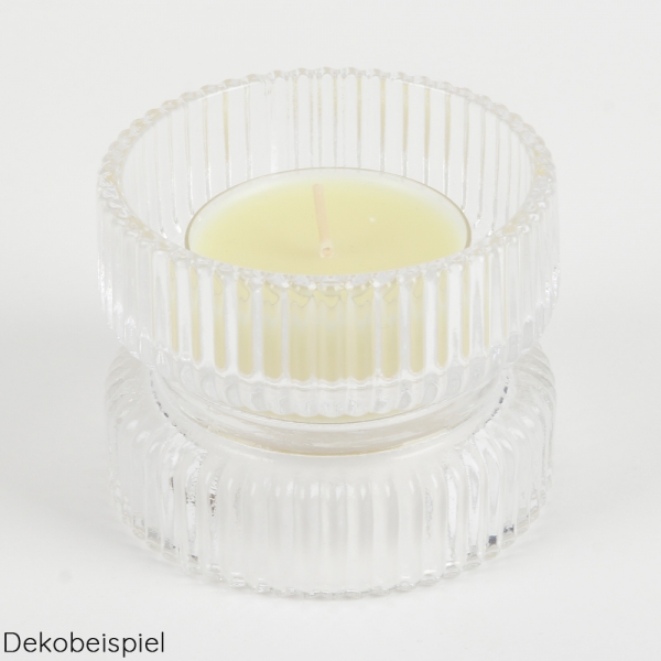 Glas Kerzenhalter 2 in 1 für Stumpenkerzen und Jumbo Teelichter, klar.