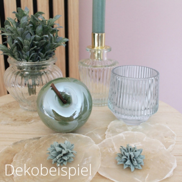 Glas Kerzenständer, klar mit Metallaufsatz in Gold, 13 cm, Dekobeispiel