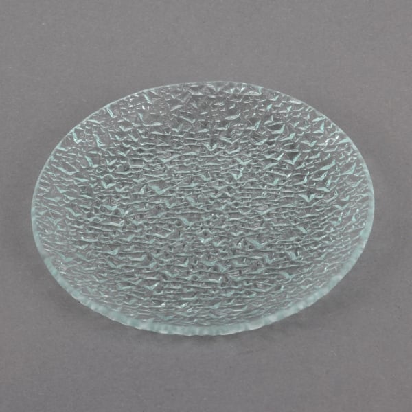 Glas Kerzenteller rund mit Struktur, 11,7 cm.