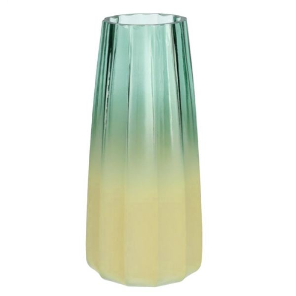 Glas Vase, Gemma, konisch, Farbverlauf in Grün, 21 cm