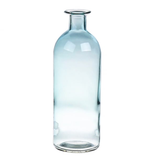 Glas Flaschen Vase in Hellblau, 20,3 cm.