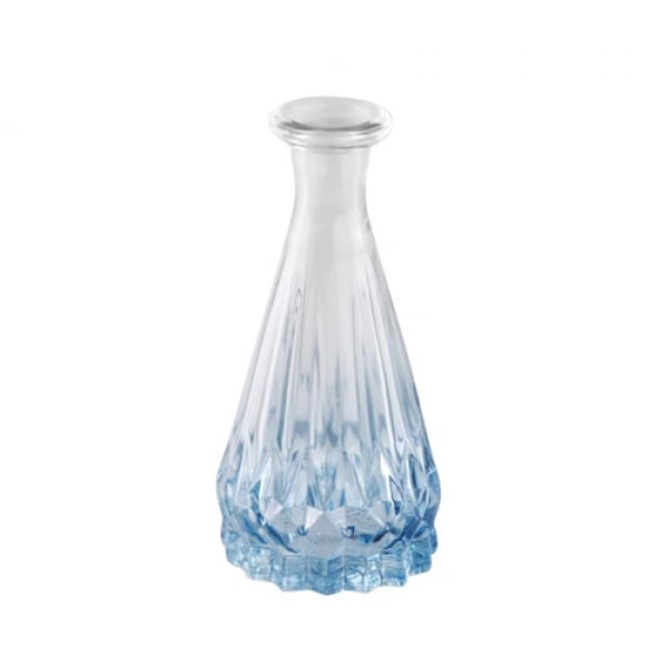 Mini Glas Flaschen Väschen Classy Farbverlauf in Hellblau/Klar, 10,5 cm.