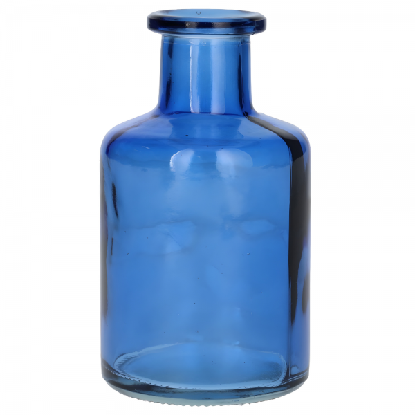 Glas Flaschen Väschen in Blau, 12 cm.