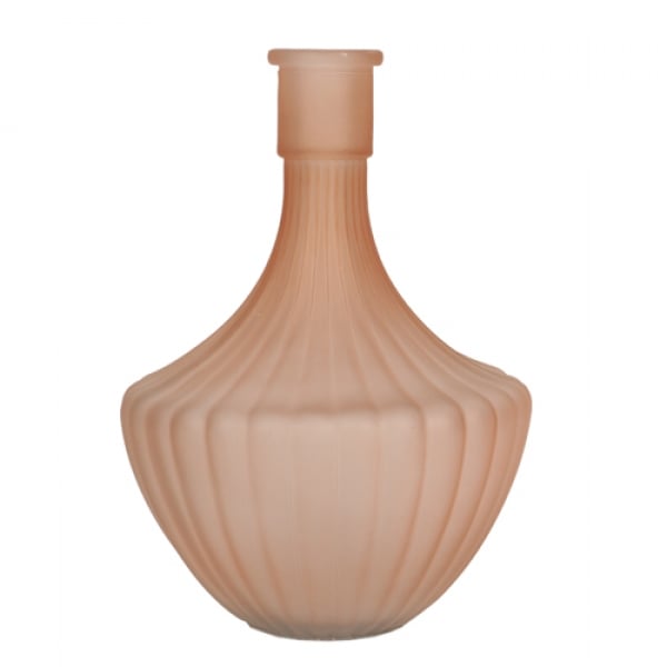 Glas Vase, gestreift -Share- matt in Kupferrosa, 23 cm.