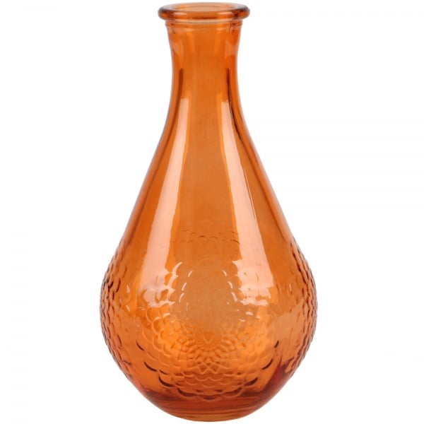 Glas Flaschen Vase Dahlia in Orange, 16 cm.