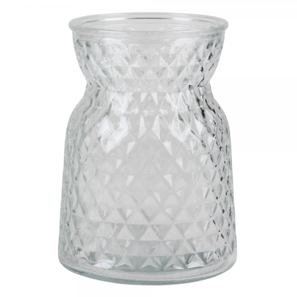 Glas Vase mit Rautenmuster, klar, 13,5 cm.