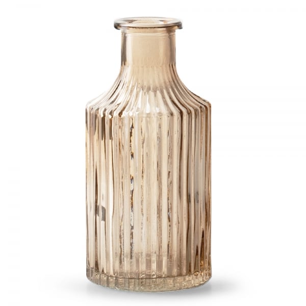Glas Flaschen Väschen Snipe mit Streifen in Taupe, 14 cm.