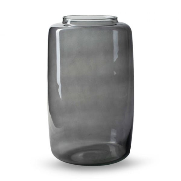 Glas Vase, Windlicht, Dekoglas, -Pip- in Grau, 28 cm