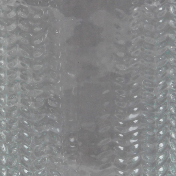 Kleines Glas Flaschen Väschen, gemustert, klar, 10 cm.