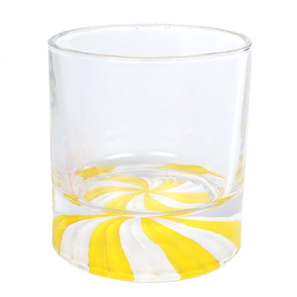 Glas Windlicht Sweet Loop in Gelb, 95 mm.