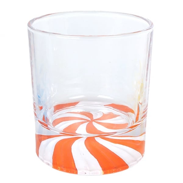 Glas Windlicht Sweet Loop in Orange, 95 mm.