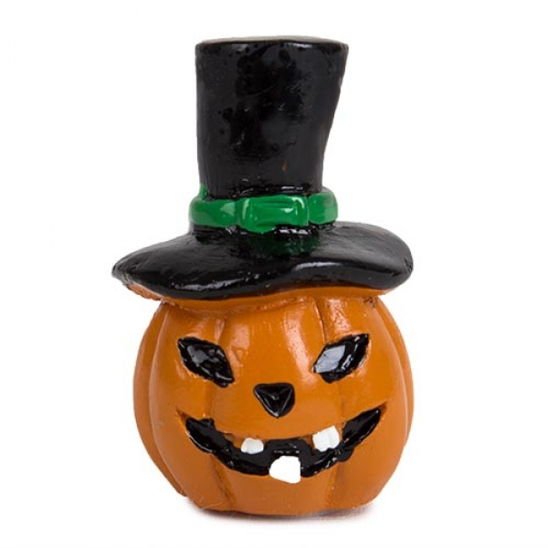 Halloween Kürbis Gesicht mit schwarzem Hut und Klebepunkt, 35 mm.