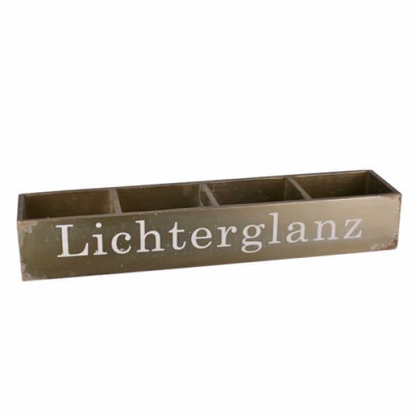 Holz Adventskiste, Adventskranz, Shabby Stil, -Lichterglanz- in Gold/Weiß, 50 cm.