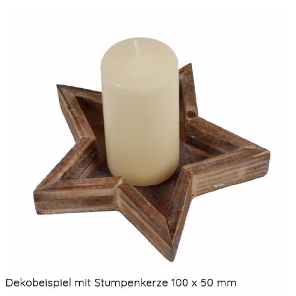 Kleiner Rustikaler Holz Stern Kerzenteller Weihnachten, in Braun geweißt, 15 cm.