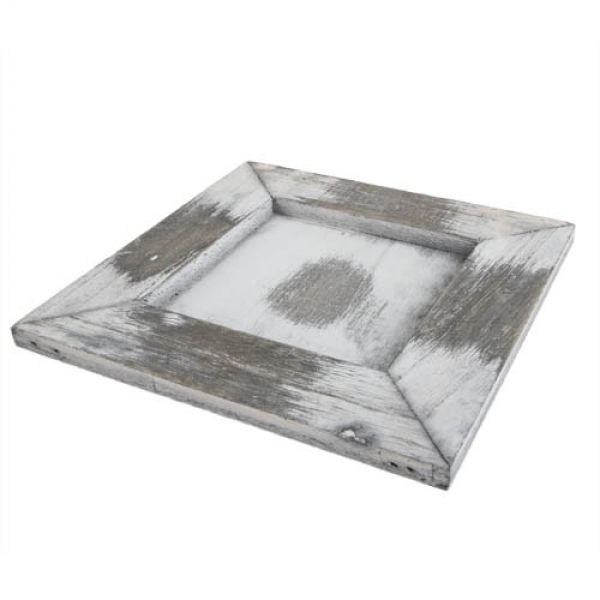 Holztablett, Gesteckunterlage, rechteckig in Grau-Weiß, 40 cm.