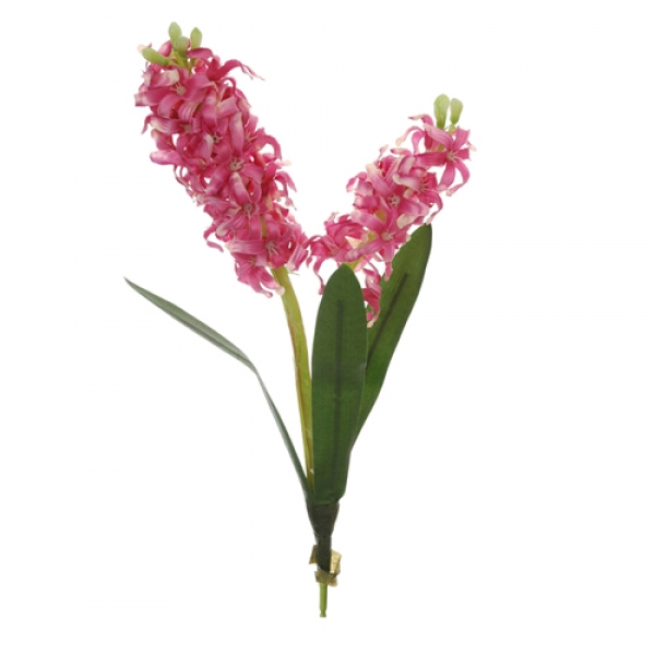Kunstblume Hyazinthe mit 2 Blüten in Pink, 35 cm.