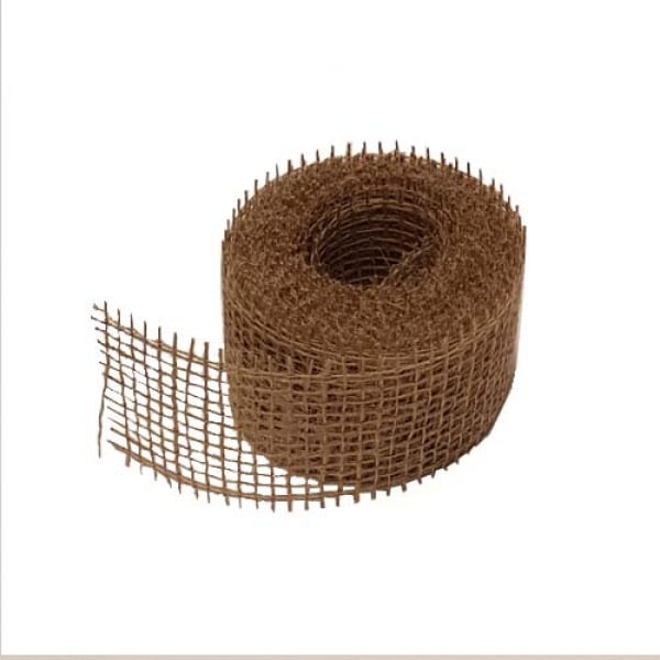 5 Meter Jute Tischband schmal, grobmaschig, natur, 50 mm.