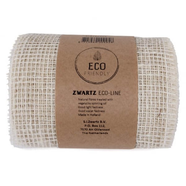 10 Meter Jute Tischband, schmal, grobmaschig in Creme, 15 cm.