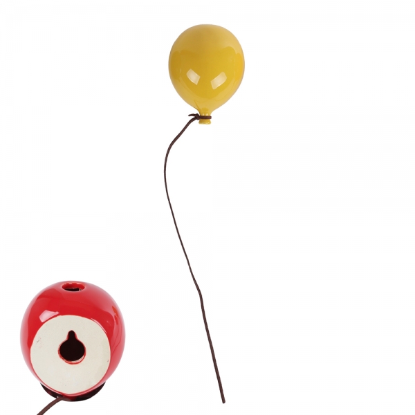 Keramik Luftballon Vase zum Aufhängen in Gelb, 10 cm.