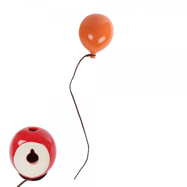 Keramik Luftballon Vase zum Aufhängen in Orange, 10 cm.