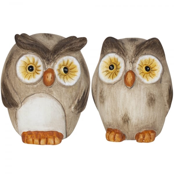 2er Set Keramik Eulen, 90 mm.